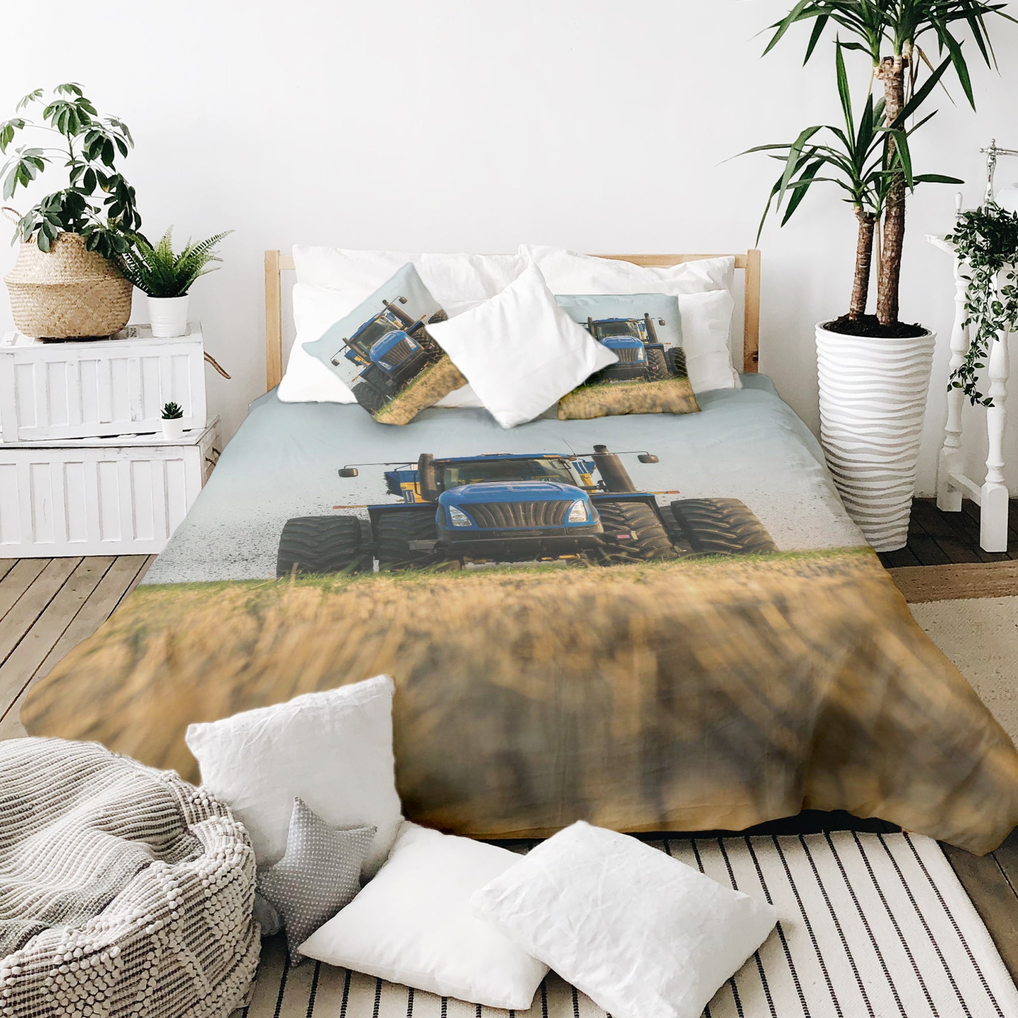 Therapiedekens Beddengoed Set Tractor in Blauw