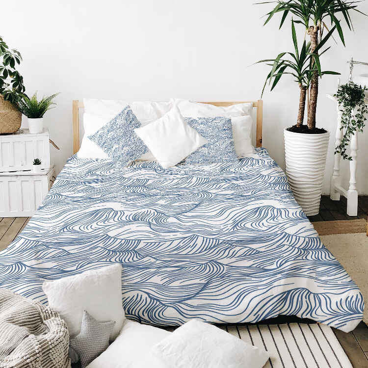 Therapiedekens katoenen hoes golven in blauw