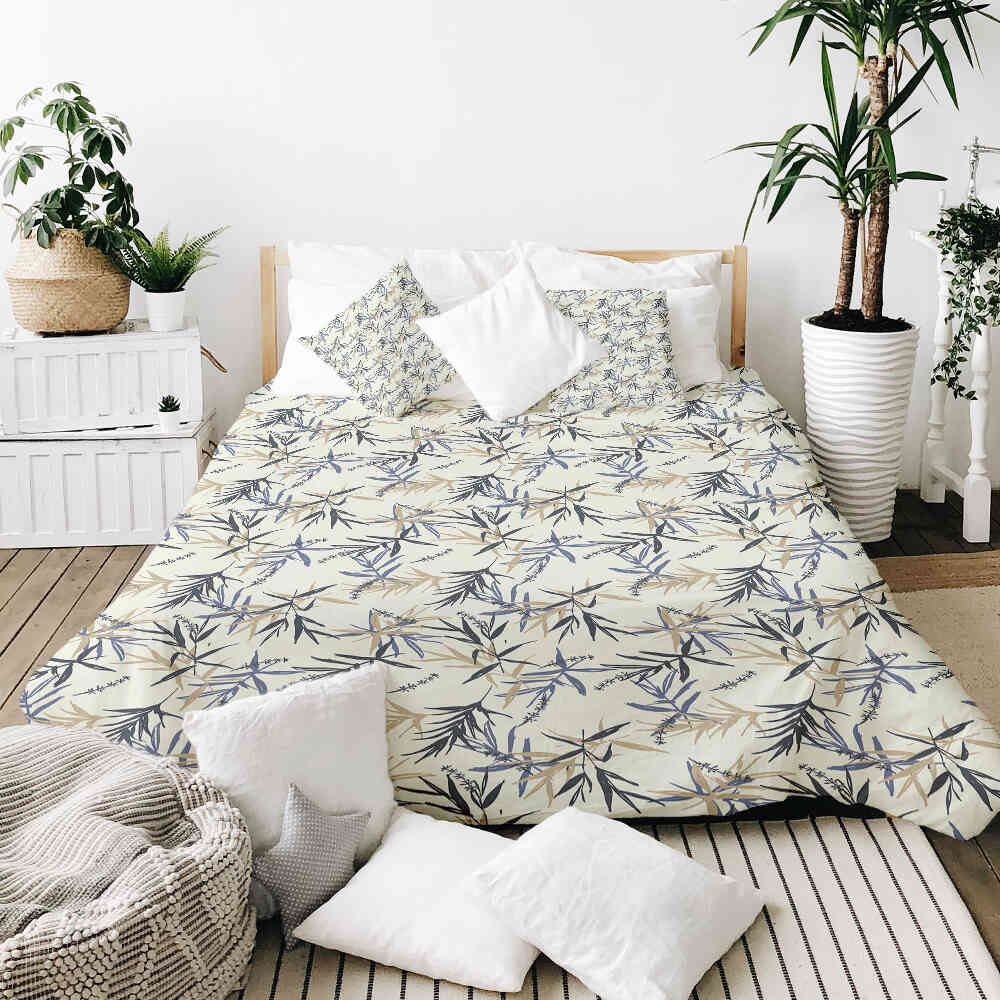 Original Therapiedecke - Baumwoll Bettwäsche Set Blattmuster Beige