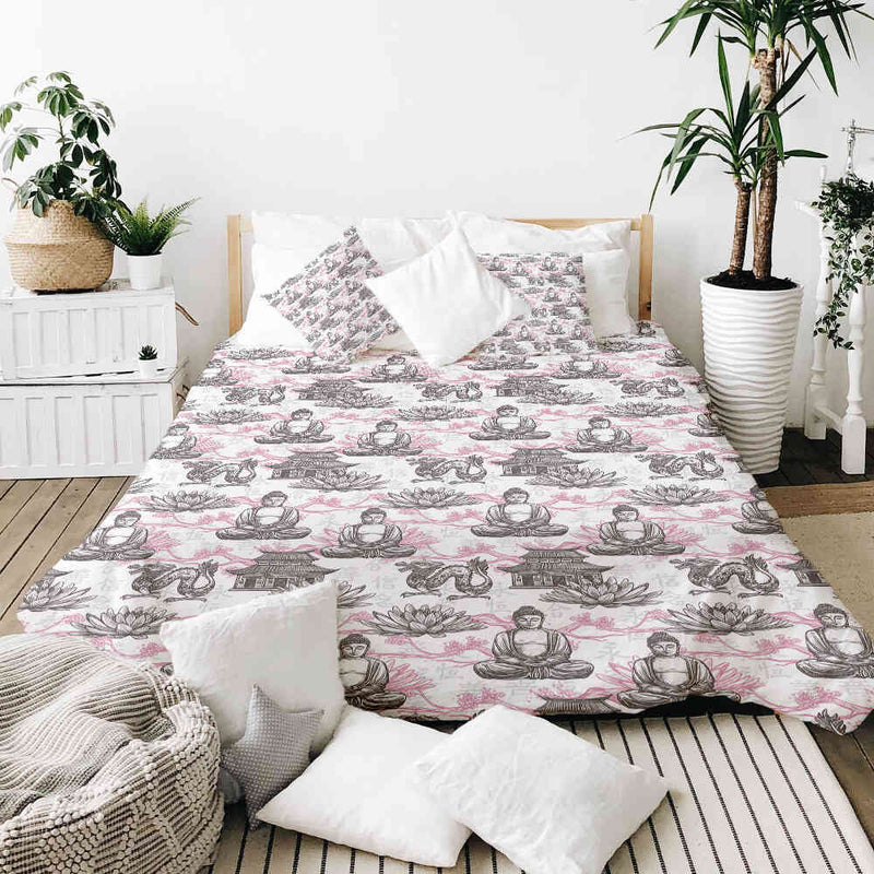 Therapiedekens katoenen hoes met roze Boeddha