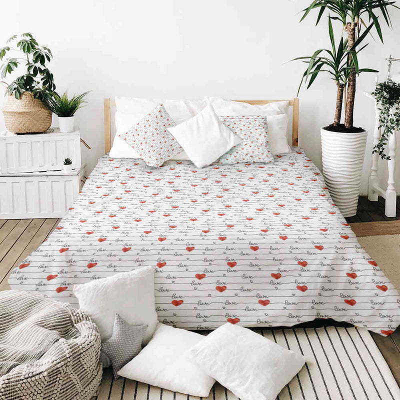 Therapiedekens beddengoed set wit met Love opschrift