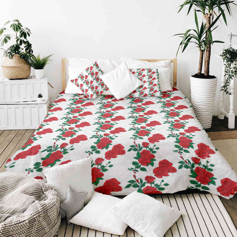 Original Therapiedecke - Baumwollbezug Weiß mit Rosenstrauch