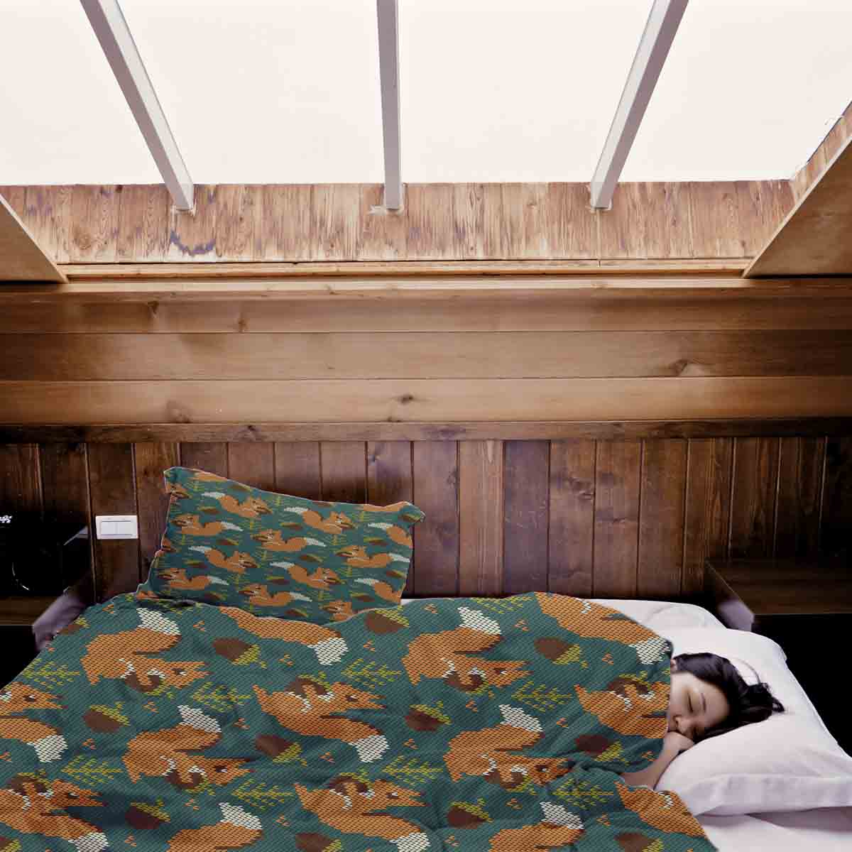 Therapiedekens beddengoed set groen met eekhoorn