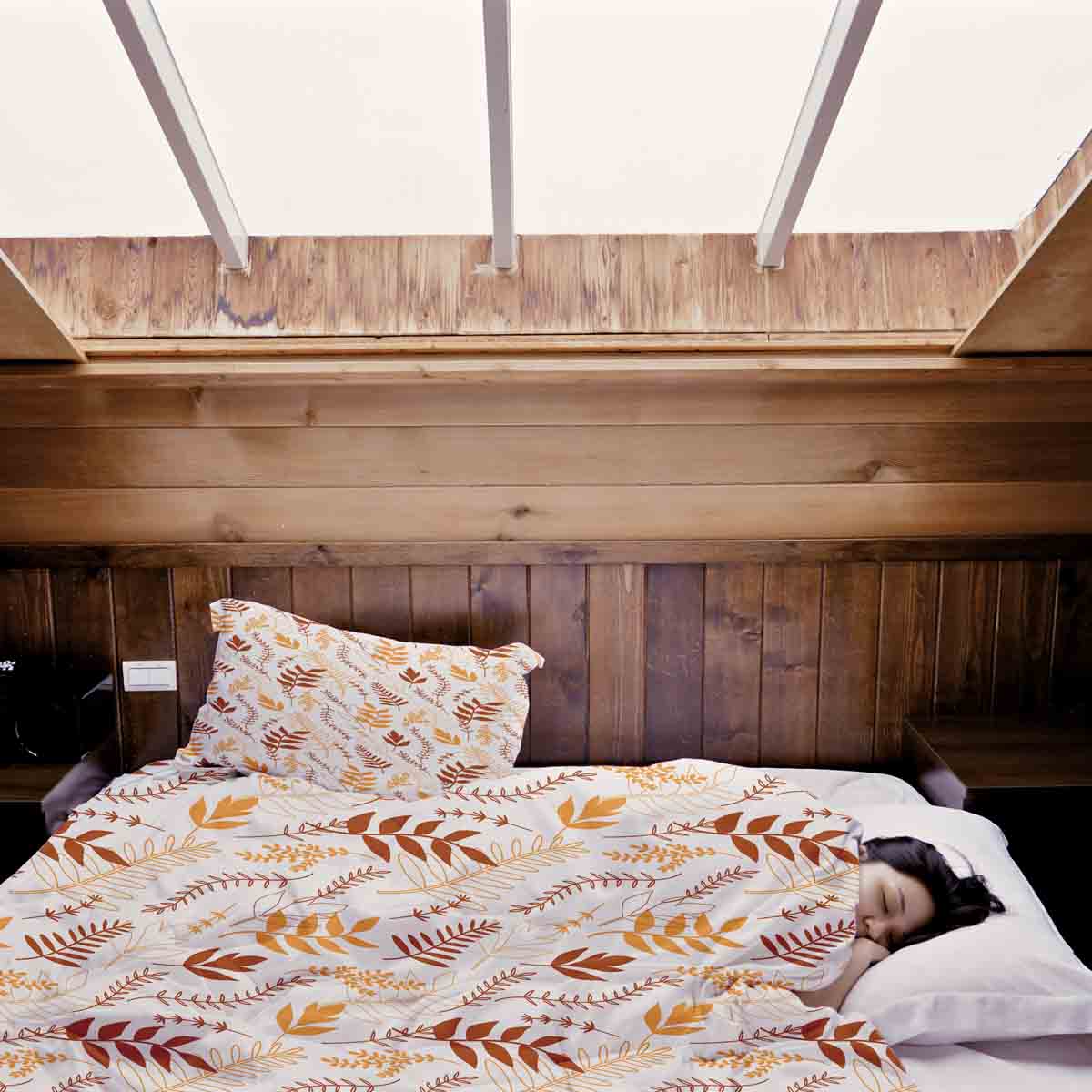 Therapiedekens beddengoed set wit met herfsttakken