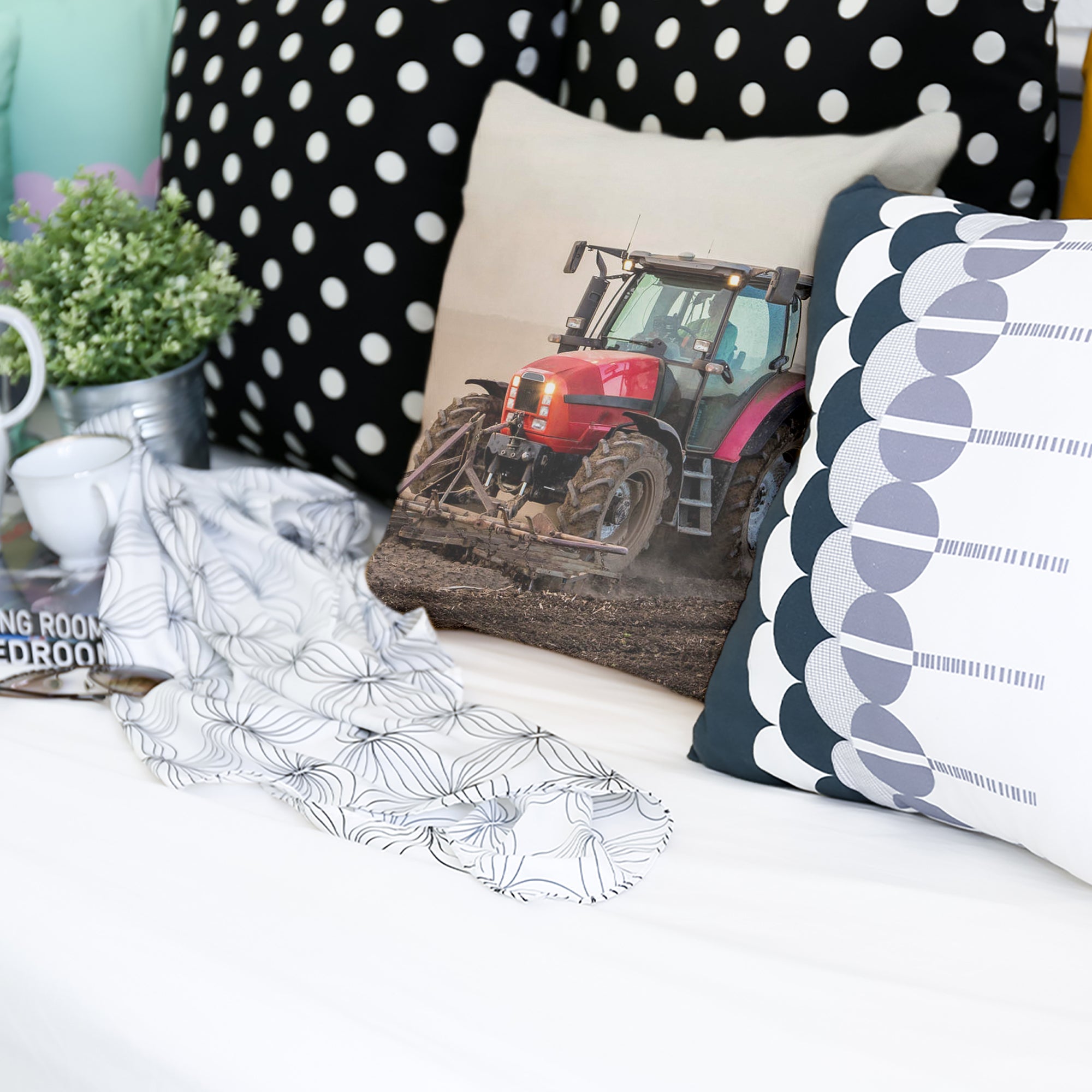 Gezondheidskussen met grote tractor