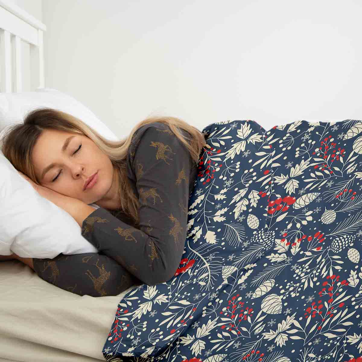 Original Therapiedecke - Baumwoll Bettwäsche Set weihnachtliche Blätter