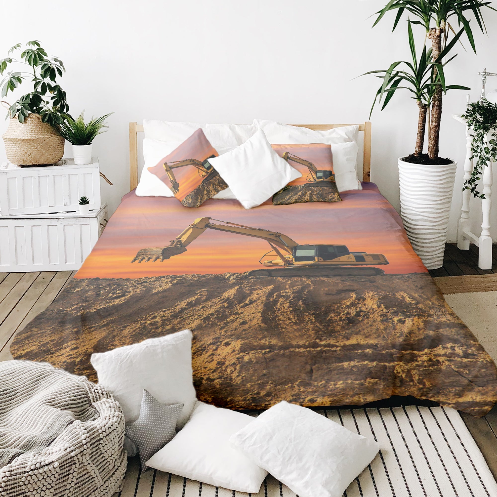 Originele therapiedeken - katoenen hoes tractor bij zonsopgang