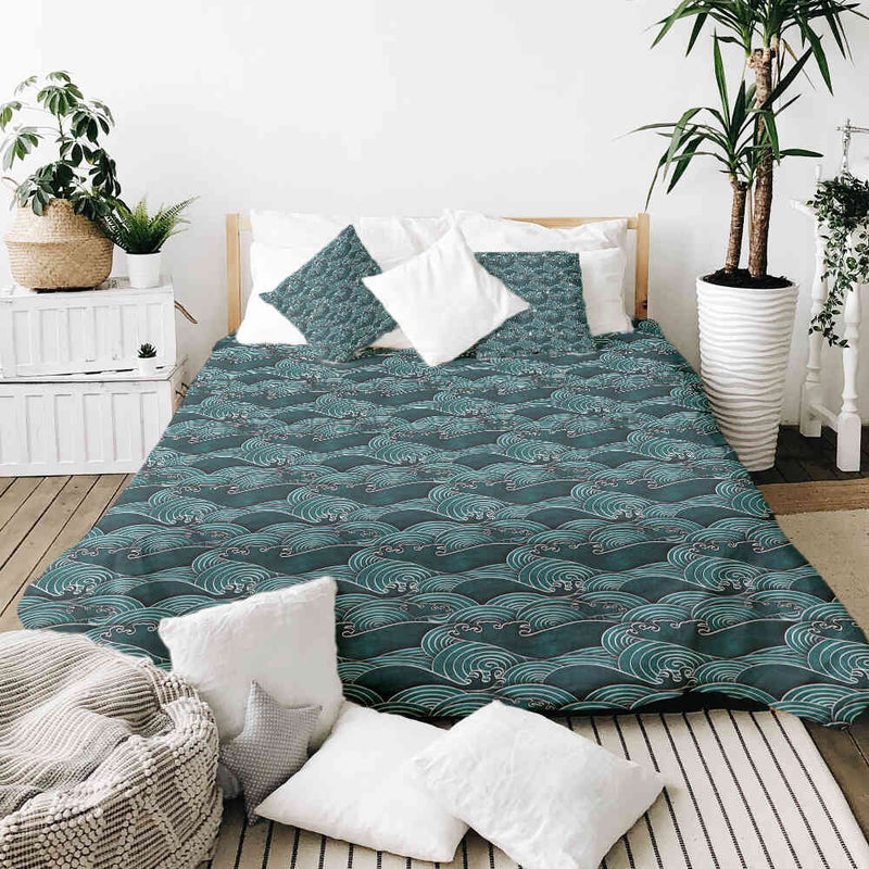 Therapiedekens katoenen hoes golf turquoise-groen