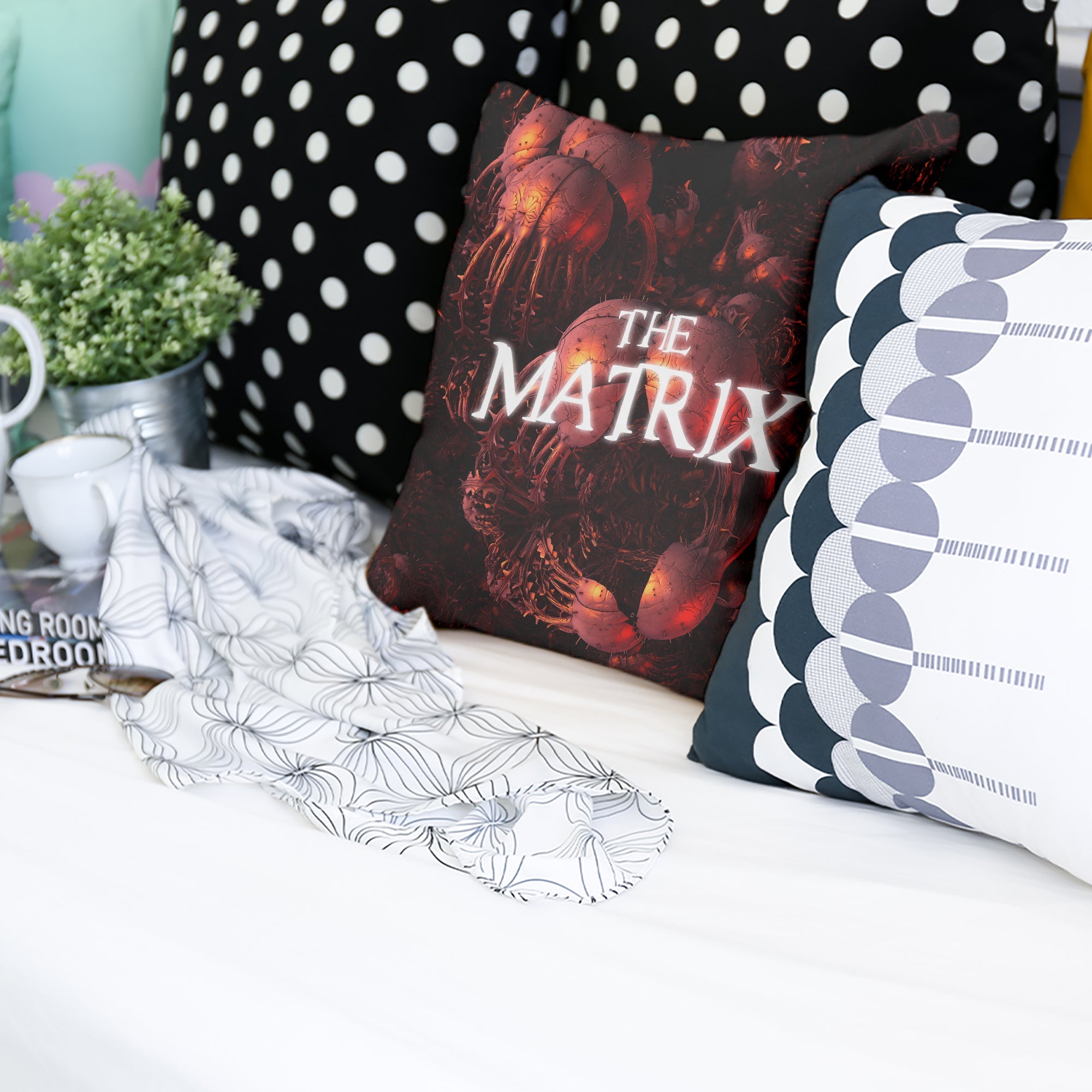 Gezondheidskussen Rood The Matrix Schriftzug