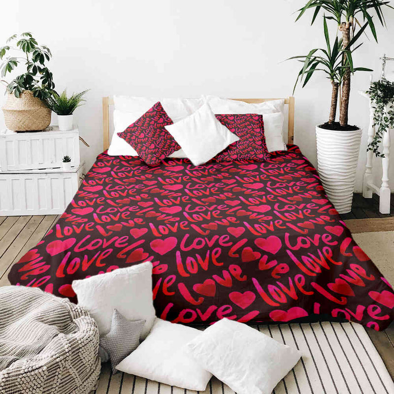 Therapiedekens katoenen hoes zwart met opschrift Love