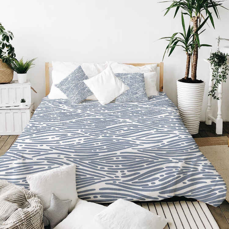 Therapie dekens katoenen hoes golvend patroon blauw