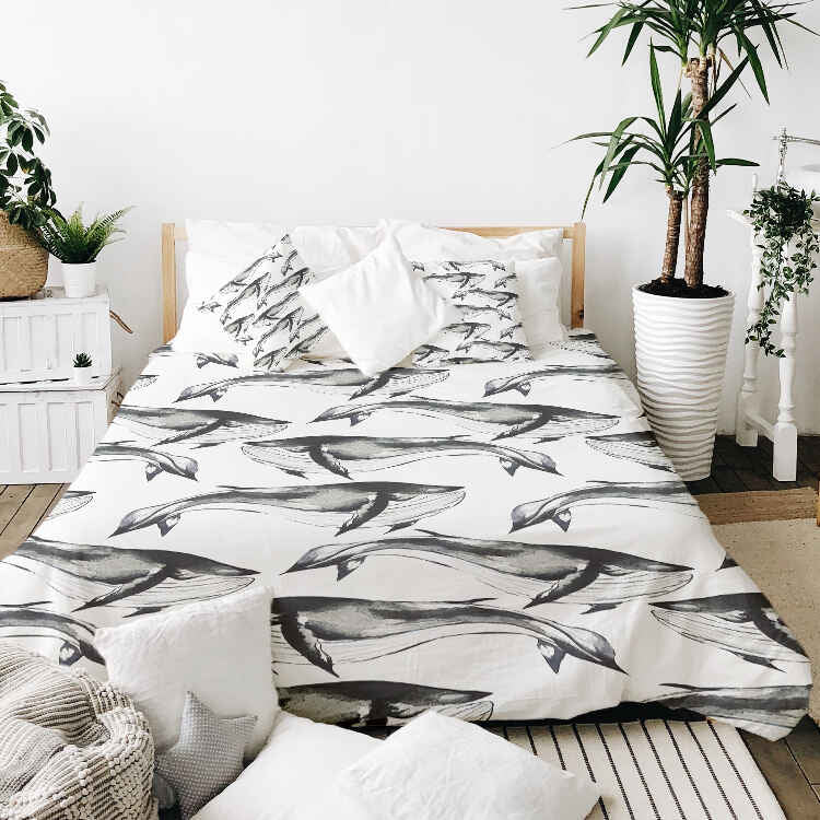 Therapiedekens katoenen hoes zwarte blauwe vinvis