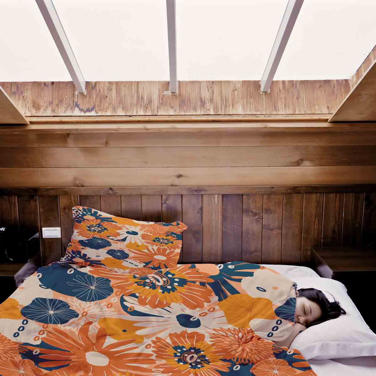 Original Therapiedecke - Baumwoll Bettwäsche Set mit Gerbera Blumen