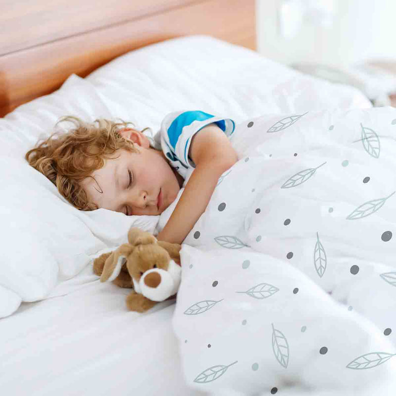 Therapiedekens beddengoed set wit met veren en stippen
