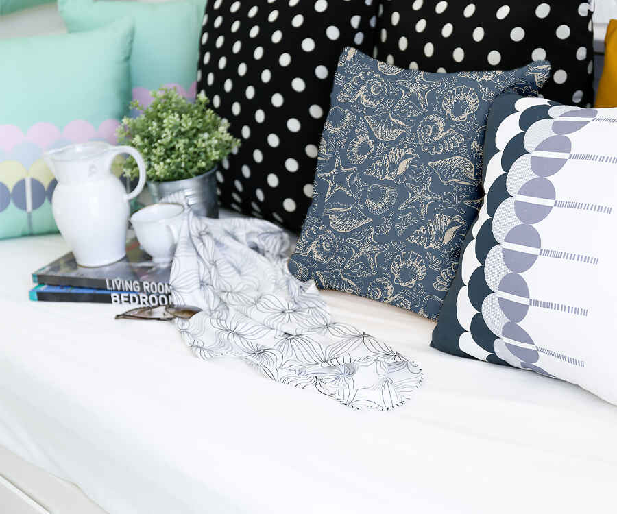 Gesundheitskissen Blau mit Muscheln