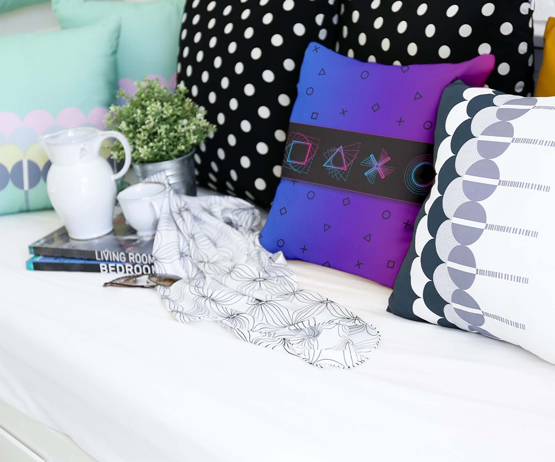 Gezondheidskussen paars met vormen