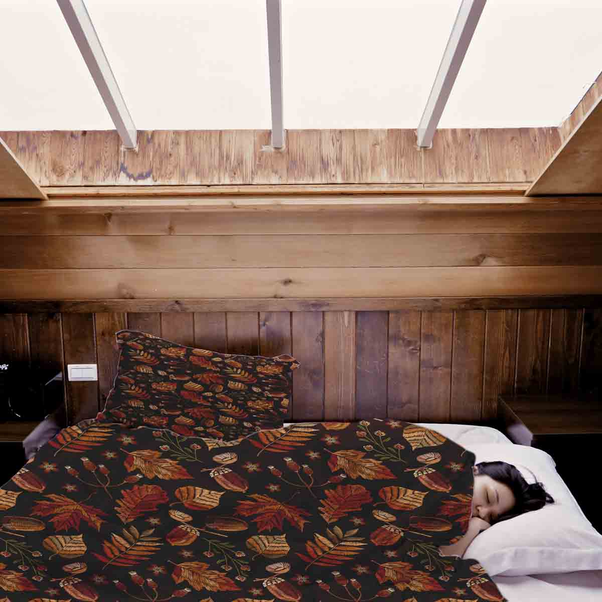 Original Therapiedecke - Baumwoll Bettwäsche Set braune Herbstblätter