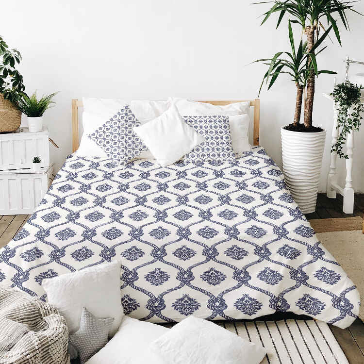 Therapiedekens katoenen hoes blauw zeemanspatroon