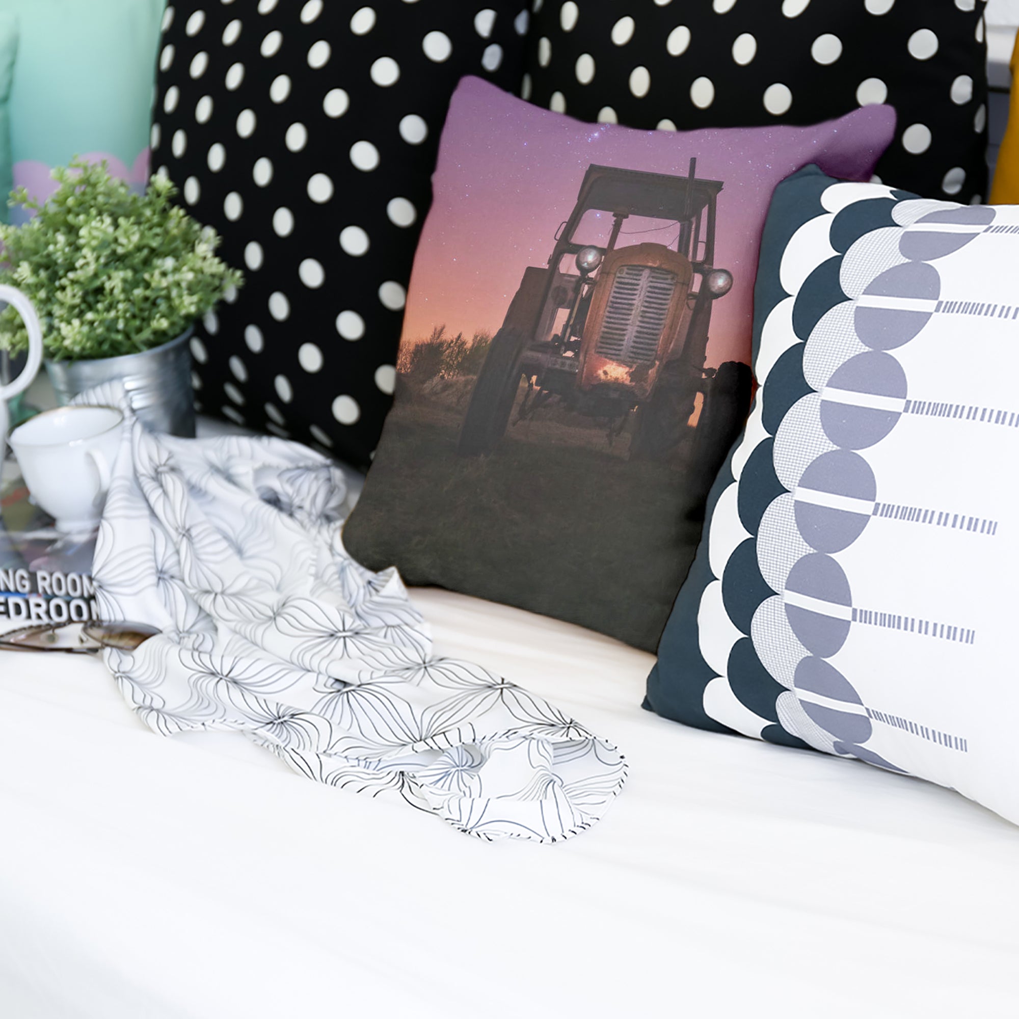 Gesundheitskissen Lila mit Traktor