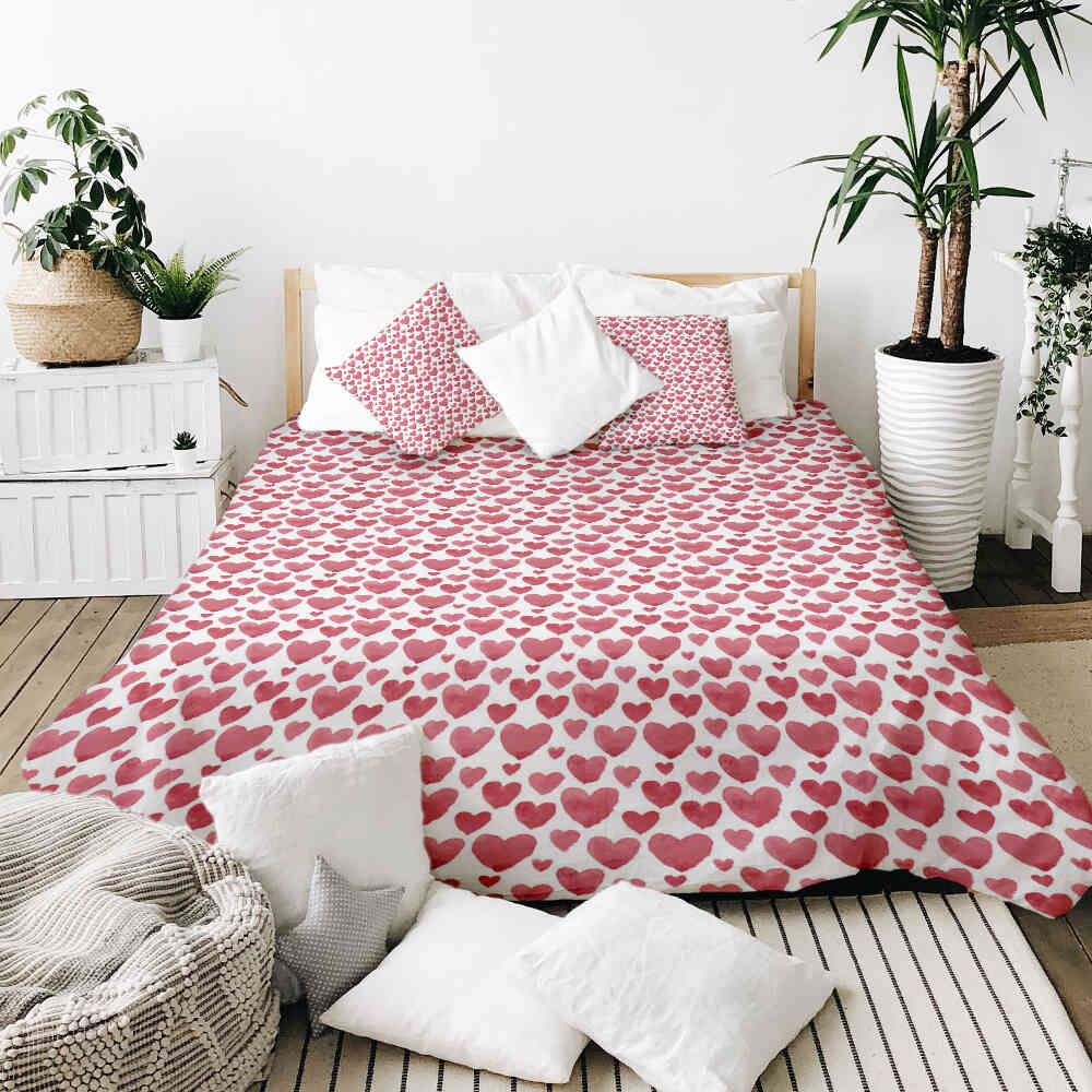 Original Therapiedecke - Baumwoll Bettwäsche Set Rote Herzen