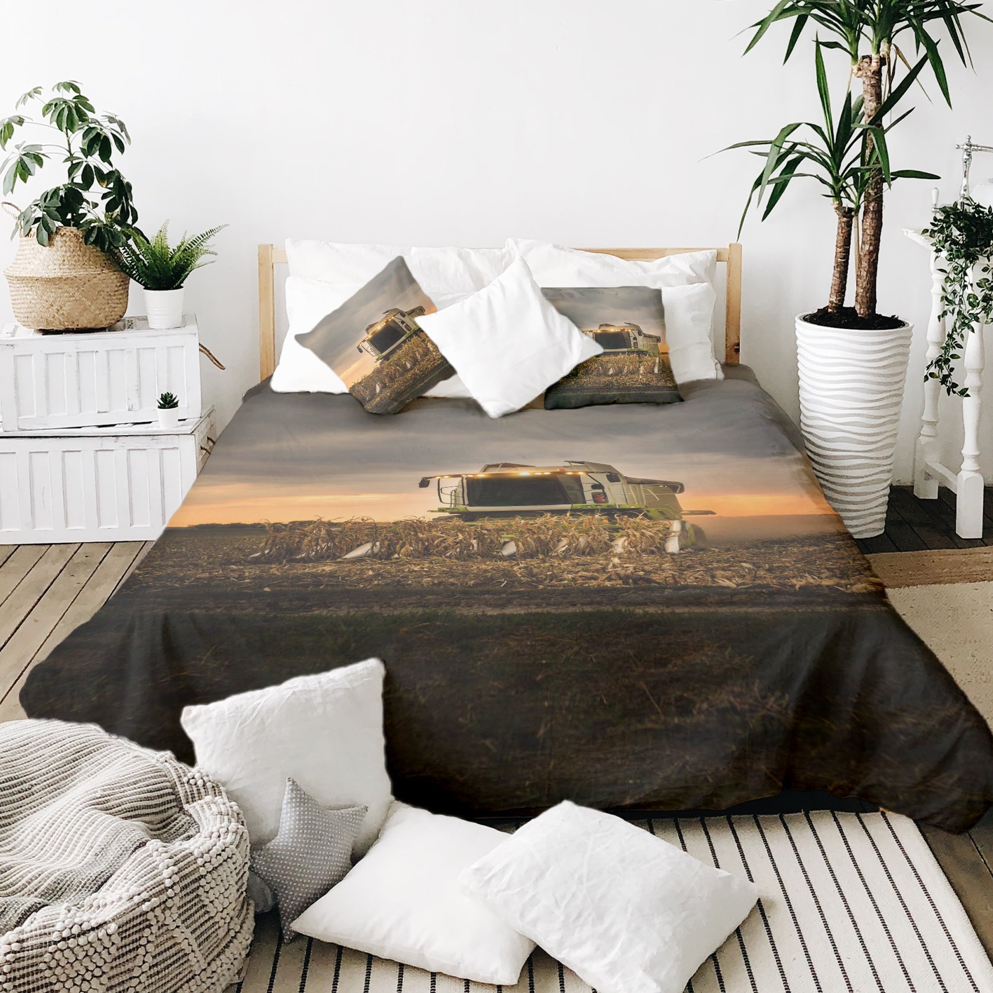 Original Therapiedecke - Baumwoll Bettwäsche Set Braun Dreschmaschine