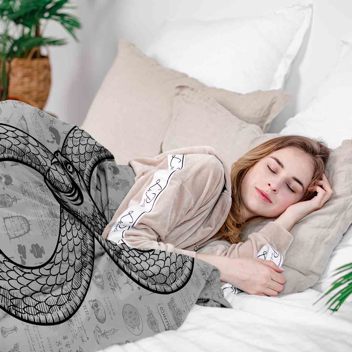 Original Therapiedecke - Baumwoll Bettwäsche Set mit Schlangenmotiv