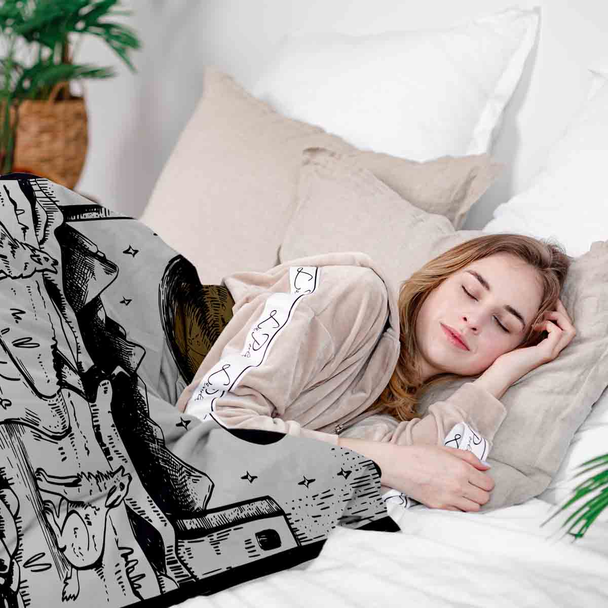 Originele therapiedeken - katoenen hoes Wolf en Maan