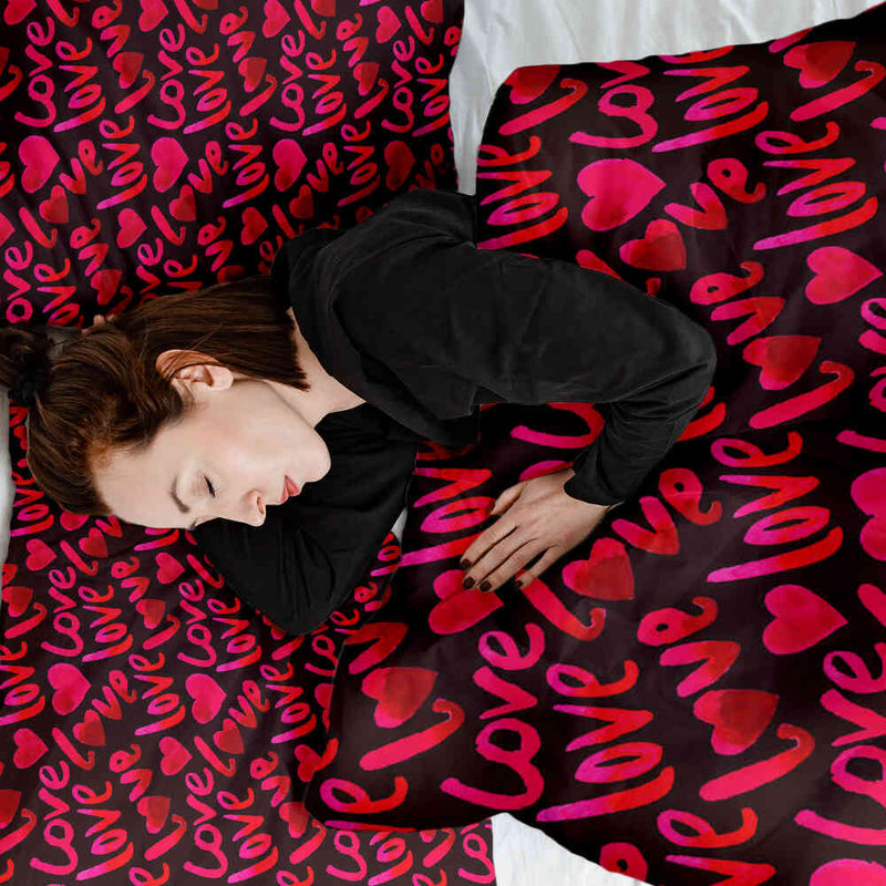 Therapiedekens katoenen hoes zwart met opschrift Love