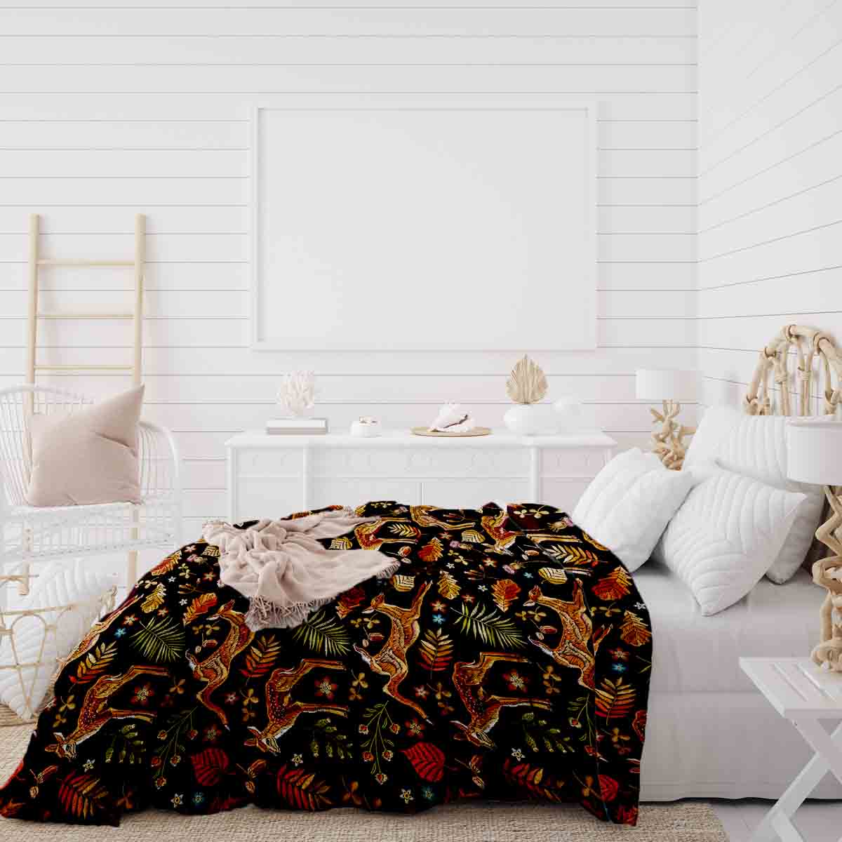 Original Therapiedecke - Baumwoll Bettwäsche Set Braun mit Reh