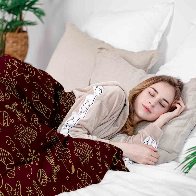 Therapiedekens beddengoed set rood met grappige kerstmotieven