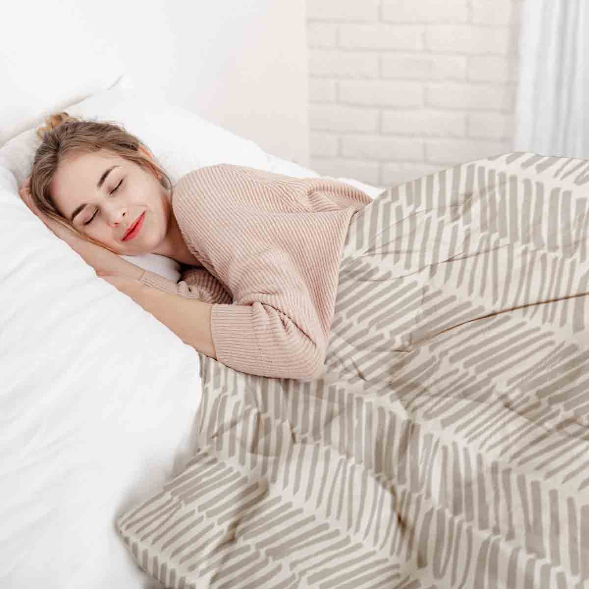 Original Therapiedecke - Baumwollbezug Beige mit Streifen