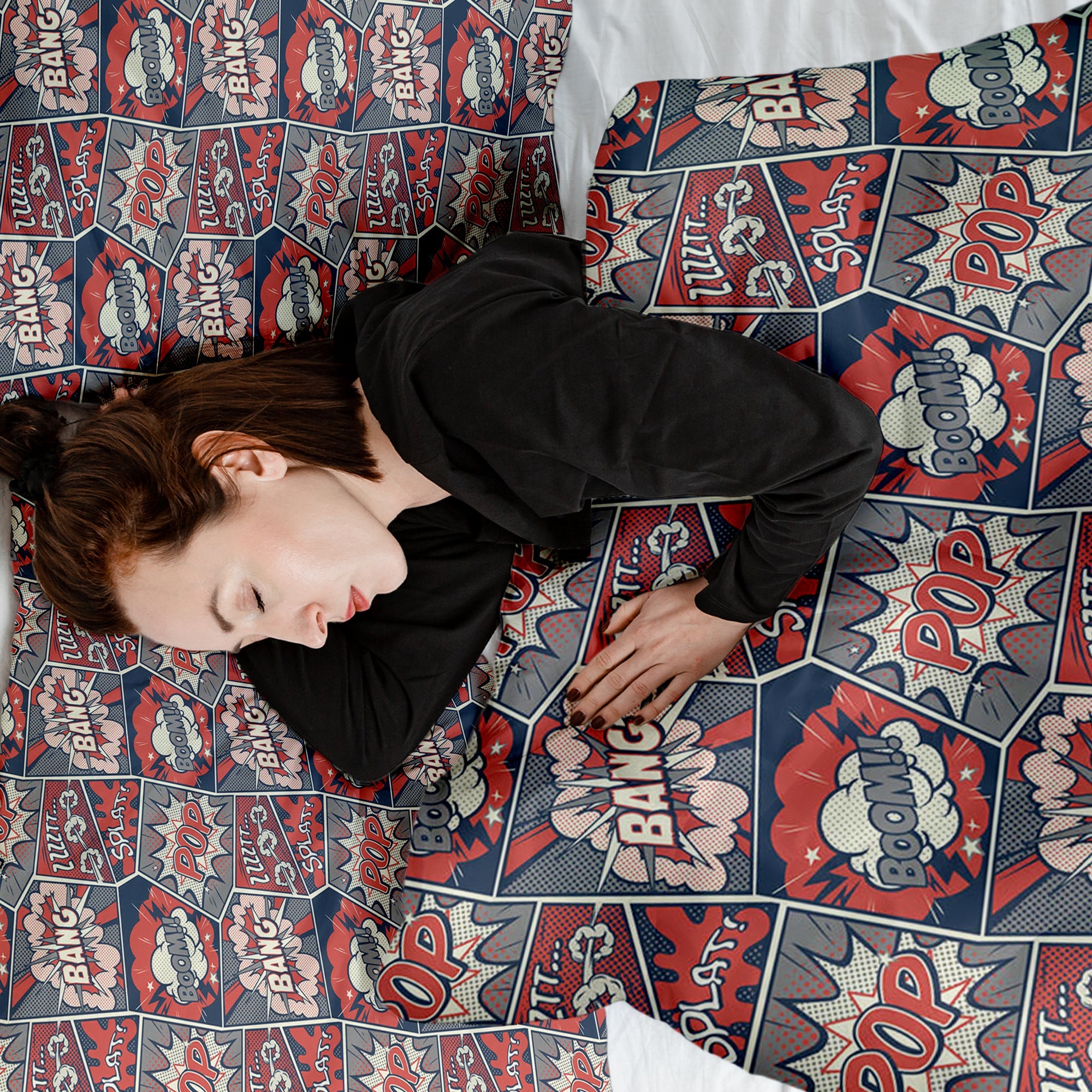 Original Therapiedecke - Baumwoll Bettwäsche Set Rot mit Comic