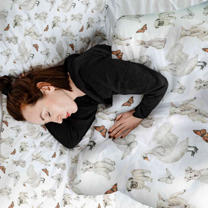 Therapiedekens katoenen hoes wit schattige dieren