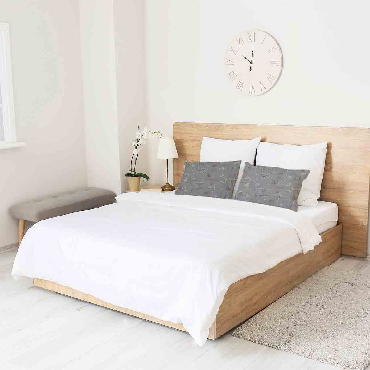 Gezondheidskussen grijs met gouden planten