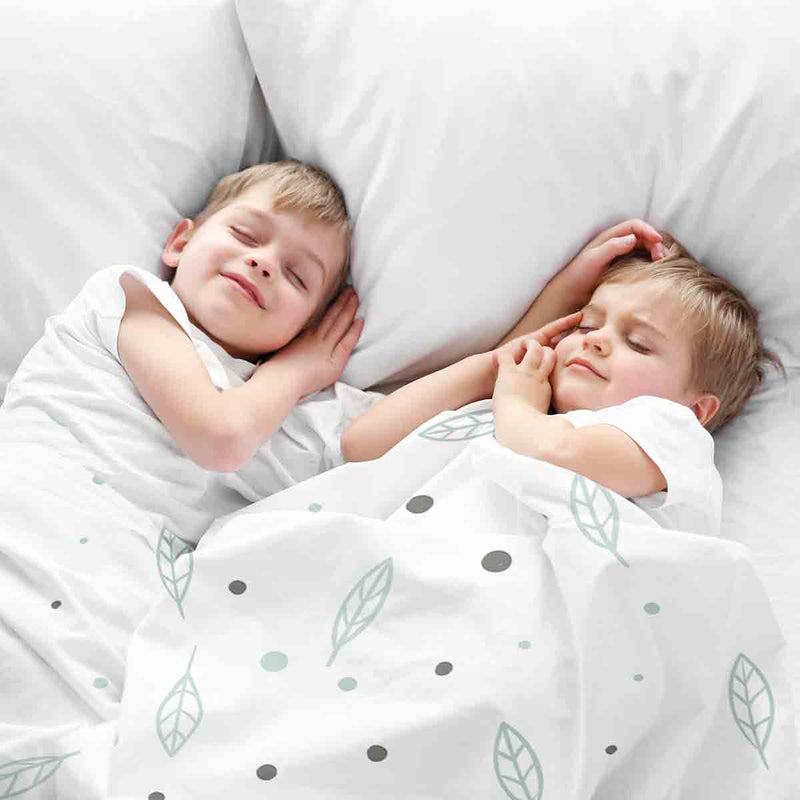 Therapiedekens beddengoed set wit met veren en stippen