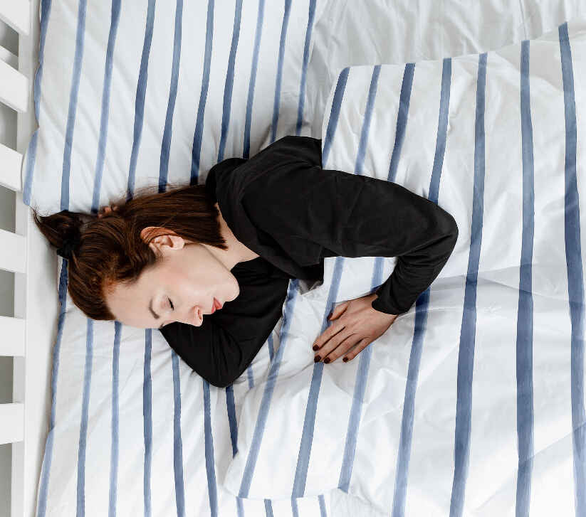 Therapiedekens beddengoed set blauwe dwarsstrepen