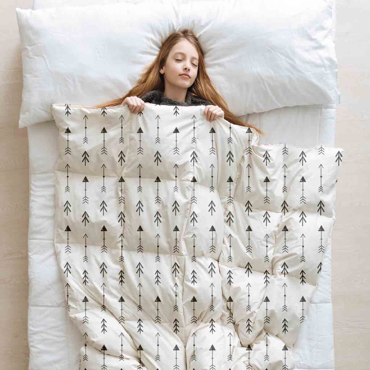 Therapiedekens beddengoedset wit met veel zwarte pijlen