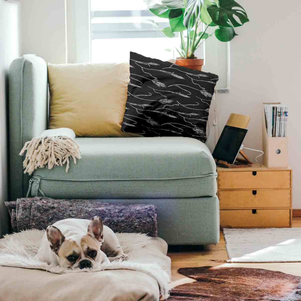 Gezondheidskussen Donkergrijs met witte takken