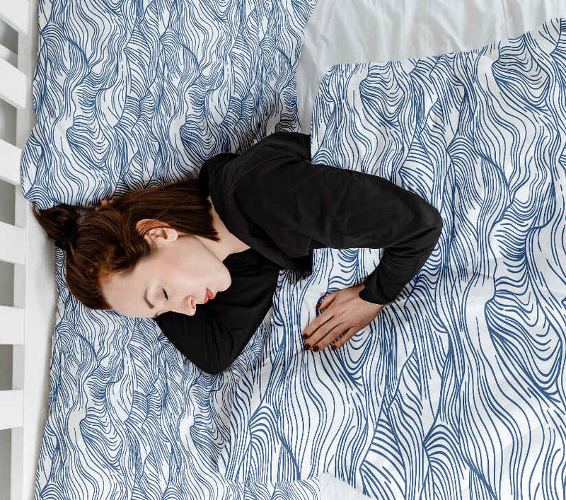 Therapiedekens katoenen hoes golven in blauw