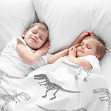 Therapiedekens beddengoed set wit met dinosaurus skelet