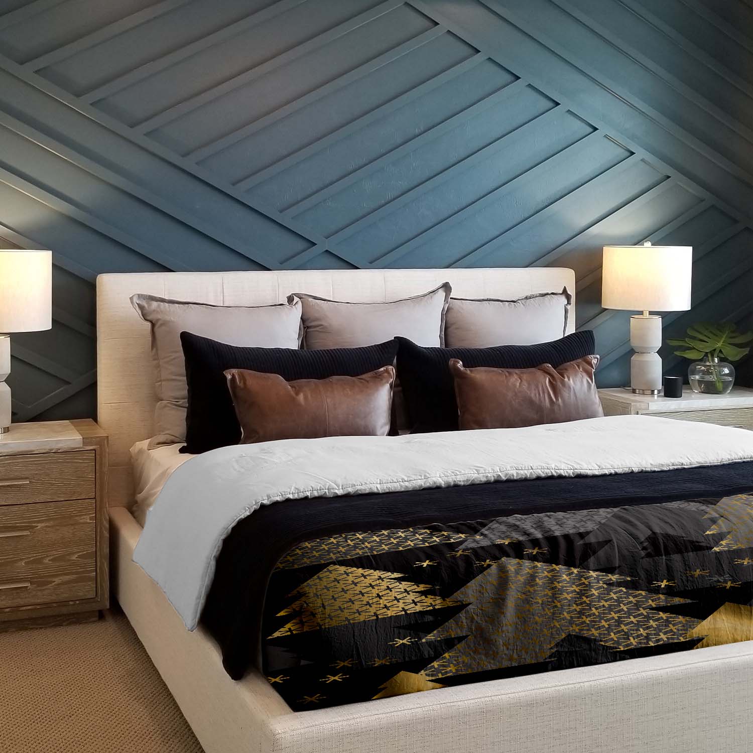 Original Therapiedecke - Baumwoll Bettwäsche Set mit goldenen Tannenbäumen