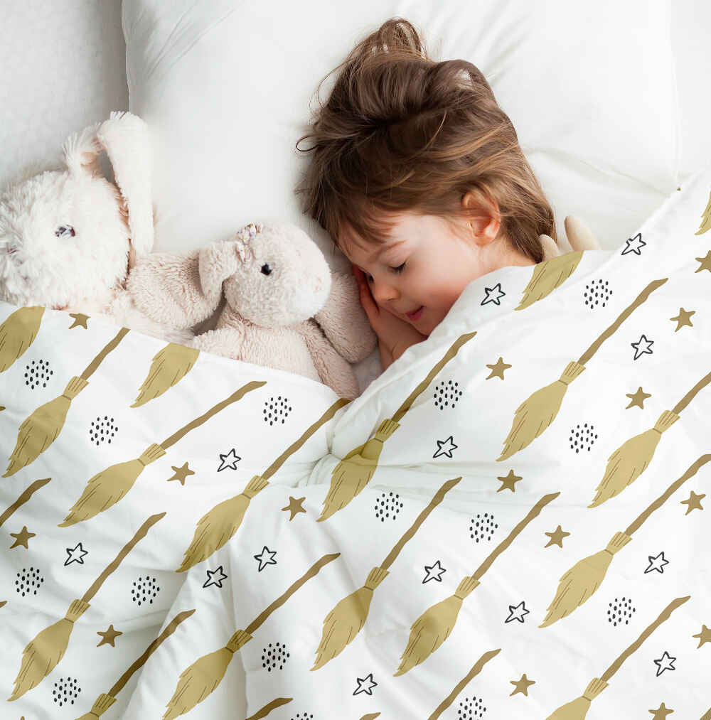 Therapiedekens beddengoed set wit met Harry's bezem