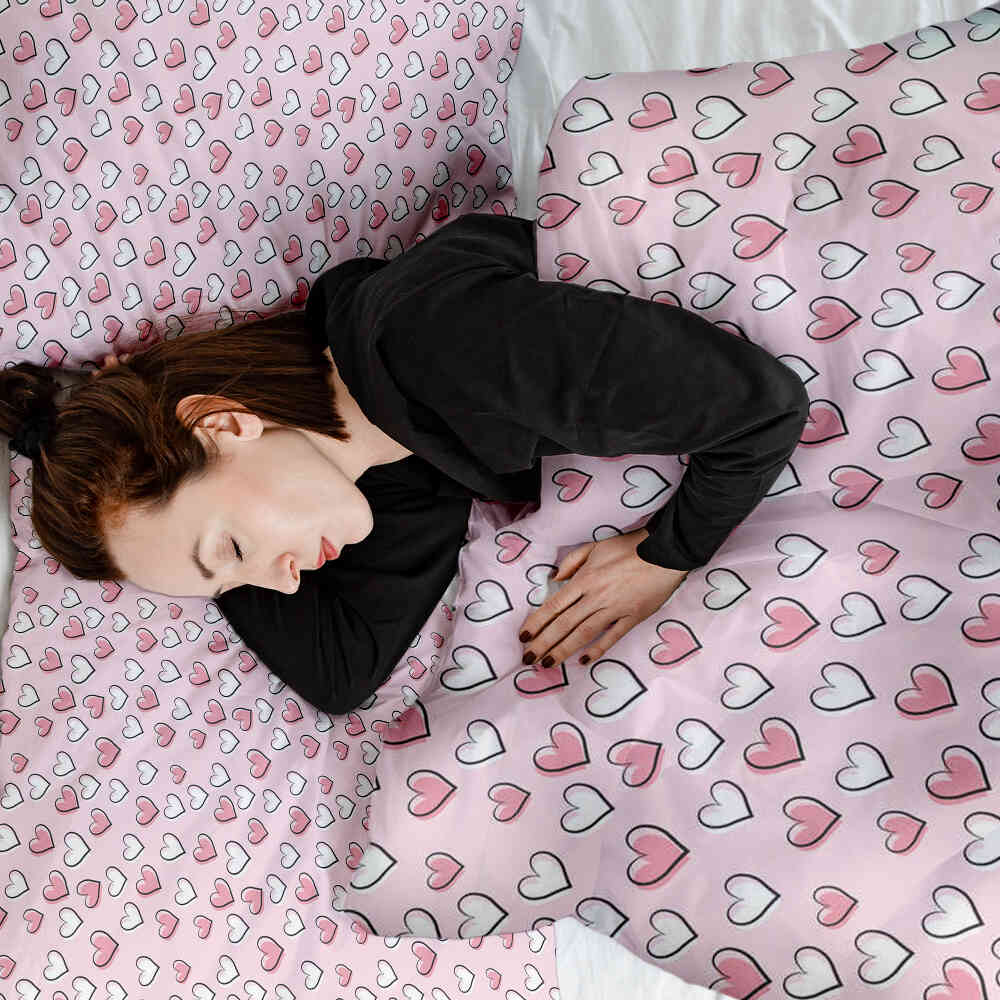 Original Therapiedecke - Baumwoll Bettwäsche Set süße Herzchen