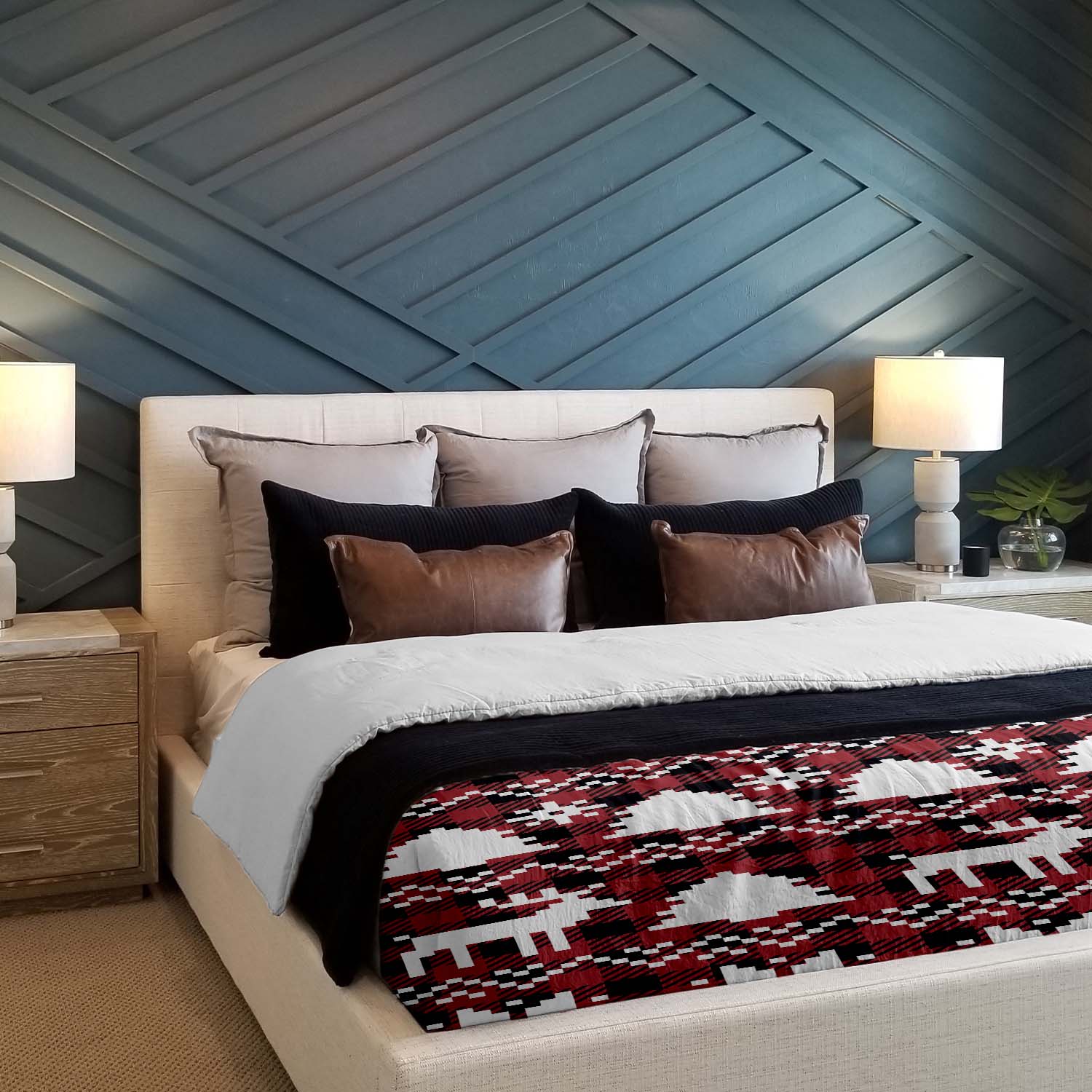 Original Therapiedecke - Baumwoll Bettwäsche Set Karo mit weihnachtlichen Motiven