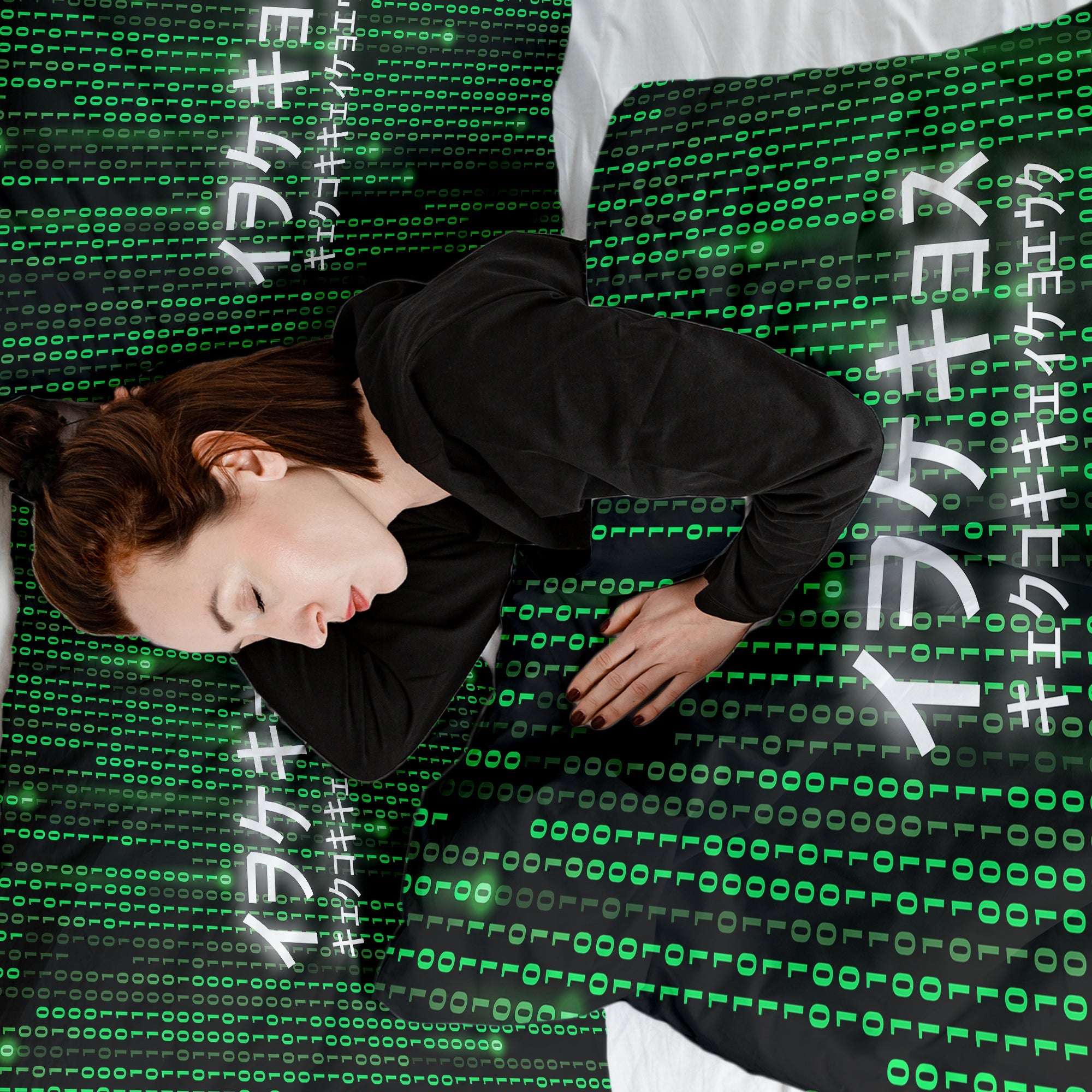 Original Therapiedecke - Baumwoll Bettwäsche Set Grün The Matrix