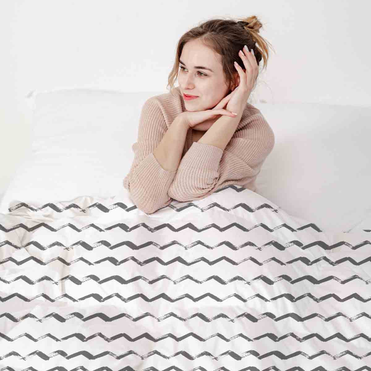 Original Therapiedecke - Baumwoll Bettwäsche Set Weiß ZickZack