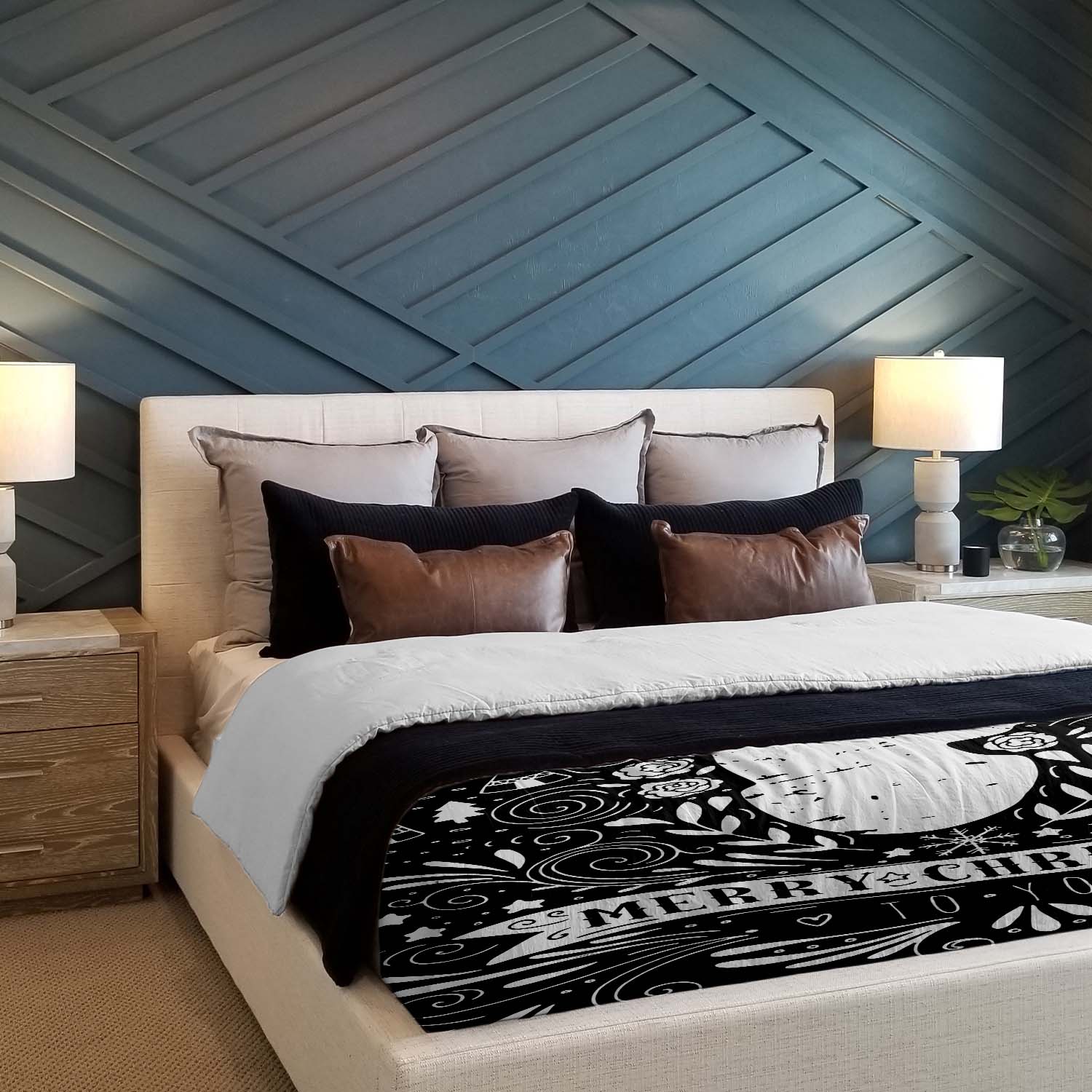 Therapiedekens Beddengoed Set Zwart Vrolijk Kerstfeest