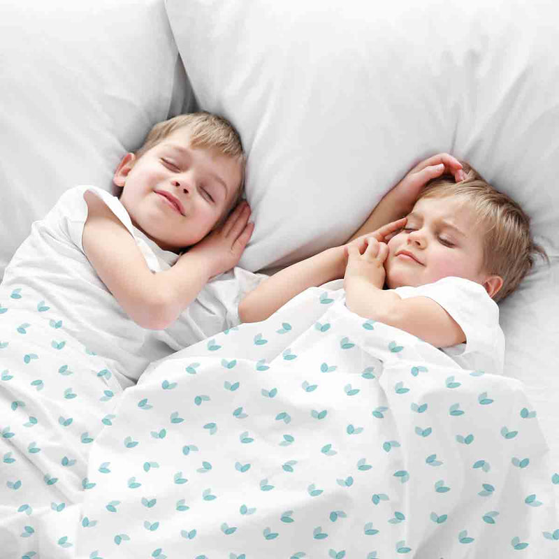 Therapiedekens beddengoed set wit met blauwe hartjes