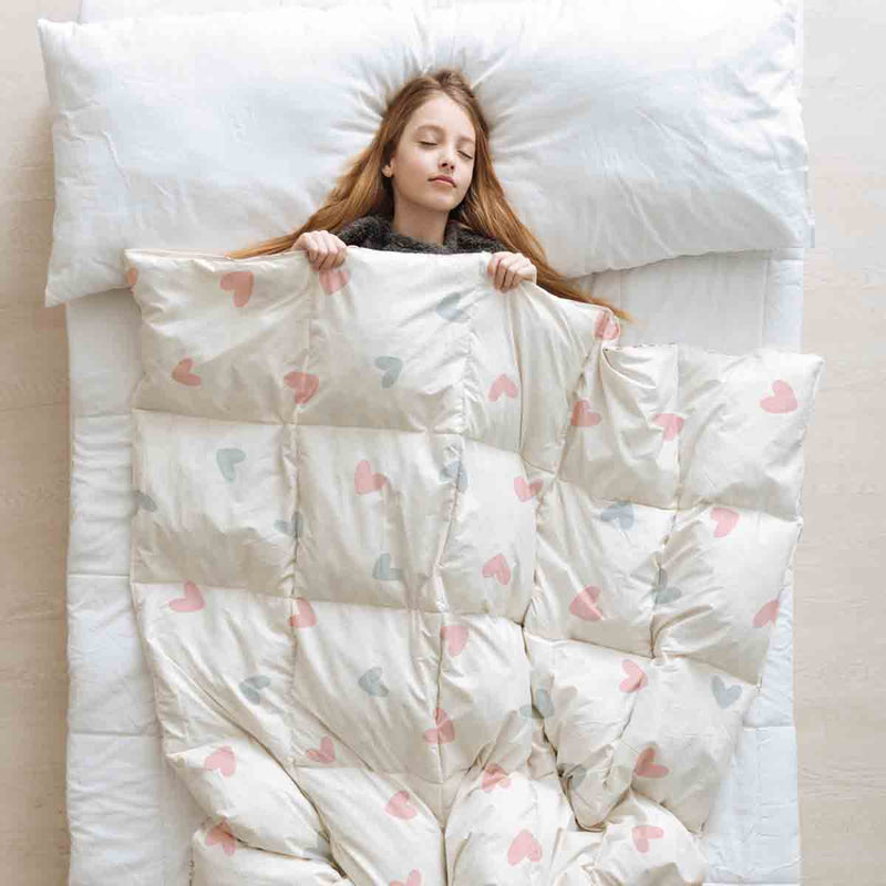 Therapiedekens beddengoedset wit met kleine hartjes