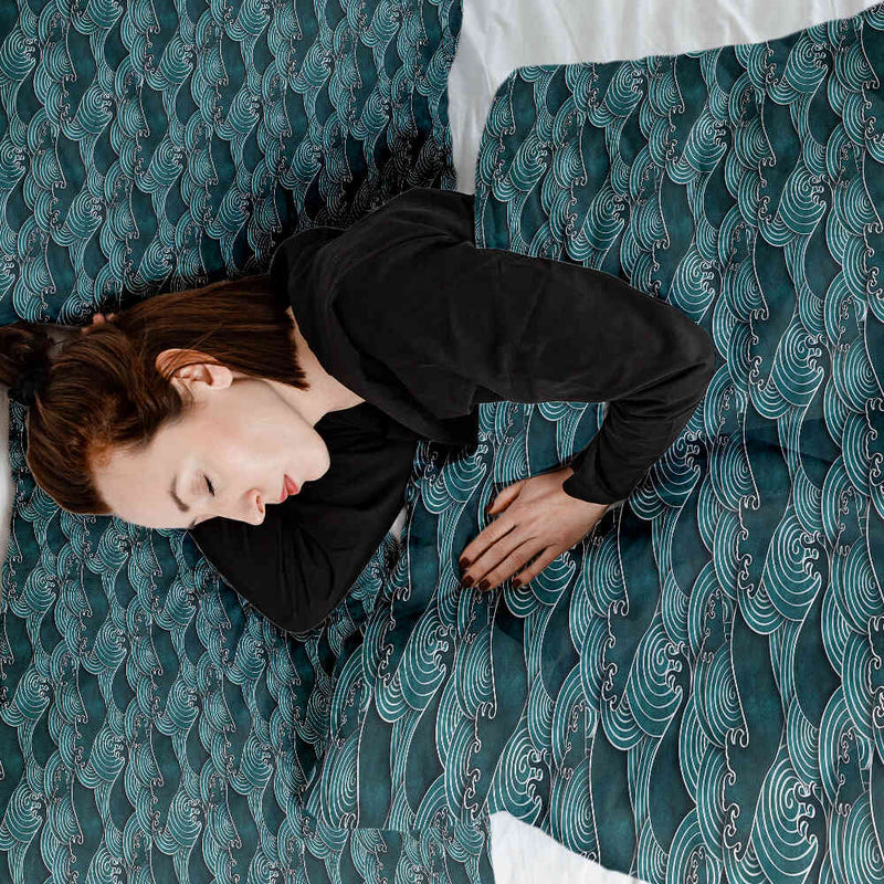 Therapiedekens katoenen hoes golf turquoise-groen